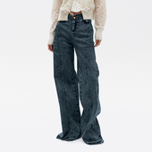 lefame拉飞姆v字腰头直A廓形微喇牛仔长裤