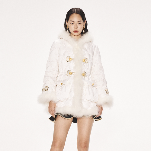 lefame中式复古中长款羽绒服