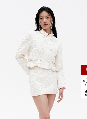 lefame拉飞姆冬季重工花卉玫瑰刺绣短款羽绒服上衣外套保暖高级感