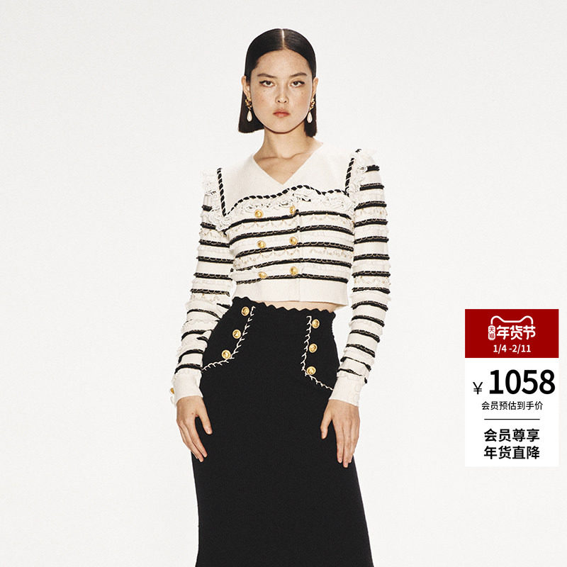 lefame拉飞姆条纹长袖开衫短外套上衣女款,女装/女士精品,毛针织衫,淘宝优惠券,粉丝福利购,淘宝优惠卷