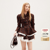 lefame拉飞姆2026春季 复古宫廷风玫瑰雪尼尔提花长外套