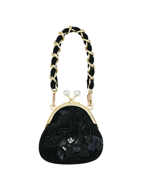 lefame拉飞姆冬季新中式华丽重工黑色口金包