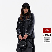 lefame拉飞姆丝绒重工边饰宽松H型廓形OVERSIZE西装 外套女