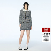 时尚 拉夫领花式 纱短款 lefame拉飞姆2025秋冬新款 修身 针织外套上衣