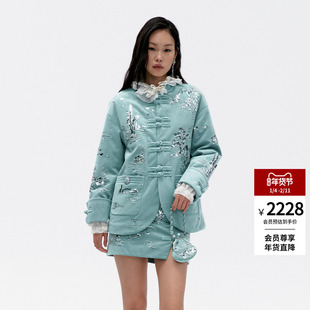 lefame拉飞姆冬季新中式亭台楼阁丝绒羽绒服外套女高级感