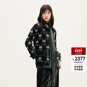 lefame拉飞姆2026春季 肌理感老钱风丝绒蝴蝶结钉珠质感外套