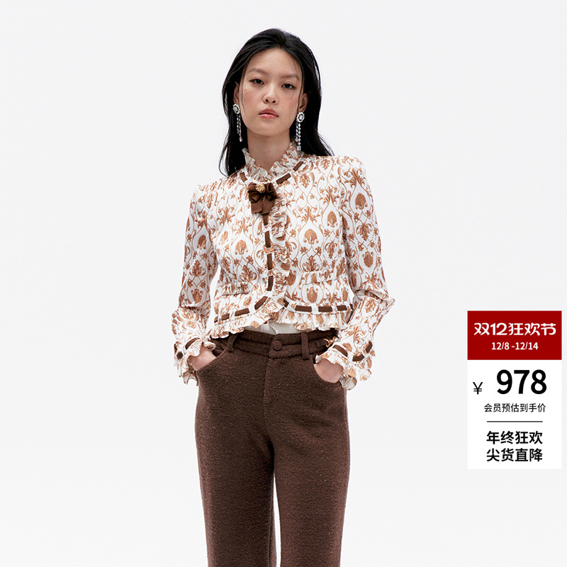 长款微收腰绞花仿皮羽绒服LEFAME