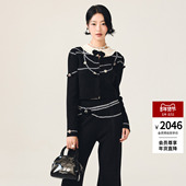 高知miu系荷叶领针织开衫 lefame拉飞姆2025冬季 新款 外套上衣女