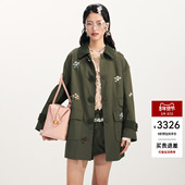 lefame拉飞姆2026春季 外套上衣女 珠饰花束绣花风衣料工装 新款 时尚