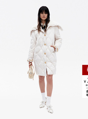 lefame拉飞姆冬季大领微茧型米白色长款羽绒服高级感女修身显瘦