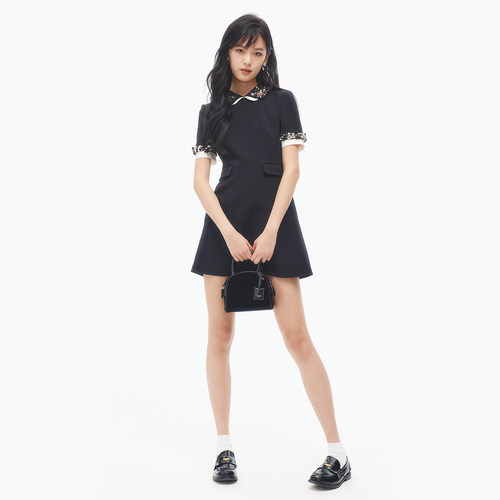 时尚钉珠都会连衣裙女