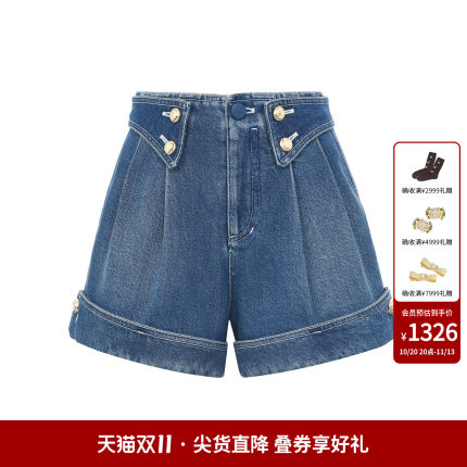 lefame拉飞姆2026秋季新款时尚蓝色牛仔短裤直筒休闲裤女裤子百搭