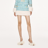 lefame拉飞姆精细波纹粗花呢毛毛装 饰千禧半裙