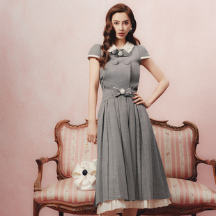 新款 lefame拉飞姆26夏季 蝴蝶结千鸟格小上衣女 Angelababy同款