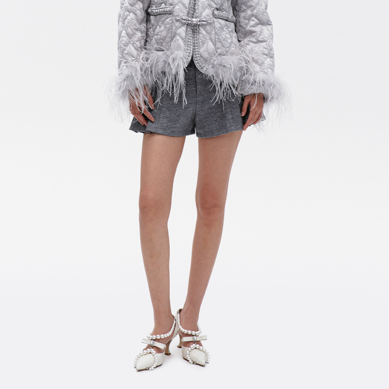 千鸟格纹中式百褶裙裤