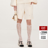 休闲裤 lefame拉飞姆2026春季 花朵珠绣珍珠装 饰粗花呢短裤 新款 时尚