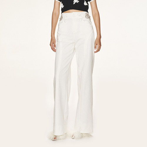 lefame拉飞姆2025秋季直筒裤显瘦阔腿裤白色牛仔长裤女水洗牛仔裤