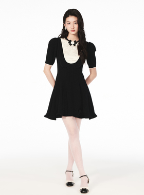 【Angelababy同款】lefame拉飞姆26夏季新款荷叶边针织连衣裙女