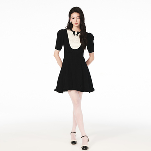 lefame拉飞姆26夏季 新款 荷叶边针织连衣裙女 Angelababy同款