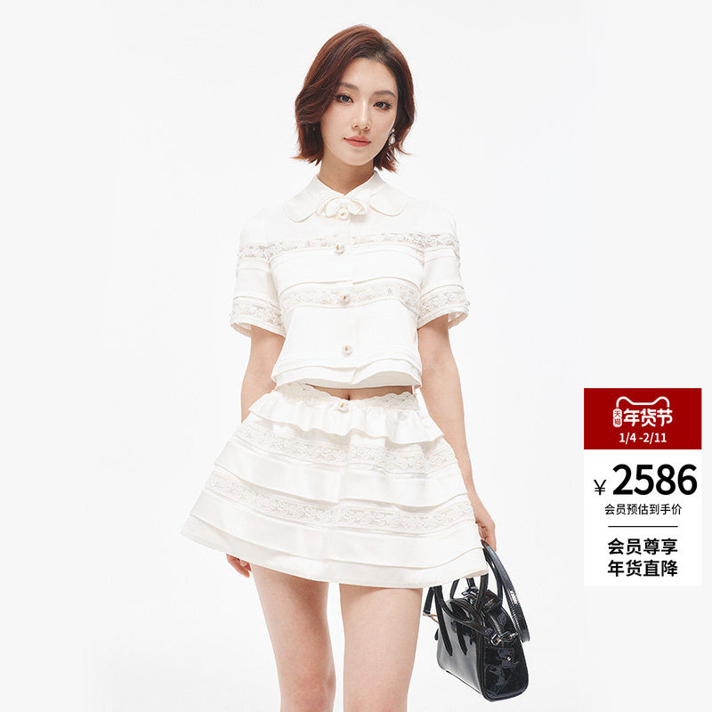 lefame拉飞姆时尚百搭蕾丝缎面钉珠短袖上衣外套女,女装/女士精品,短外套,淘宝优惠券,粉丝福利购,淘宝优惠卷