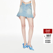 lefame拉飞姆华丽烫片鱼尾摆牛仔半裙半身裙女