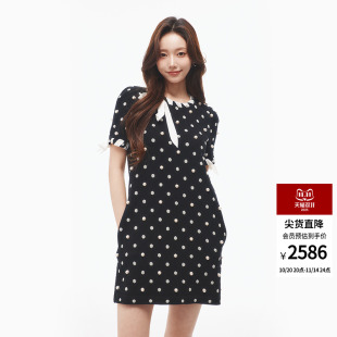 黑色连衣裙复古波点印花裙 高级感修身 lefame拉飞姆2025夏季 新款