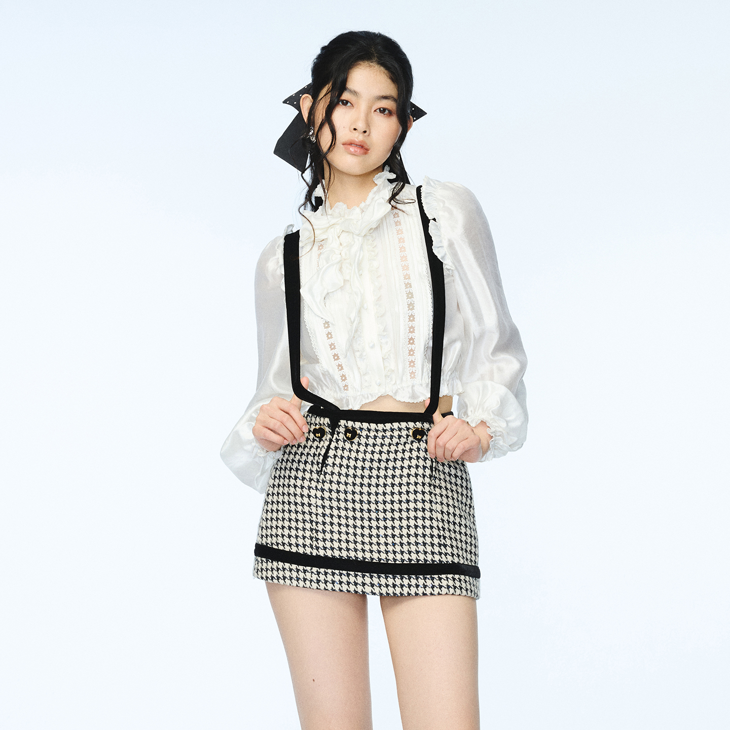 lefame拉飞姆2025秋冬新款复古宫廷风可拆卸蝴蝶结法式质感上衣女