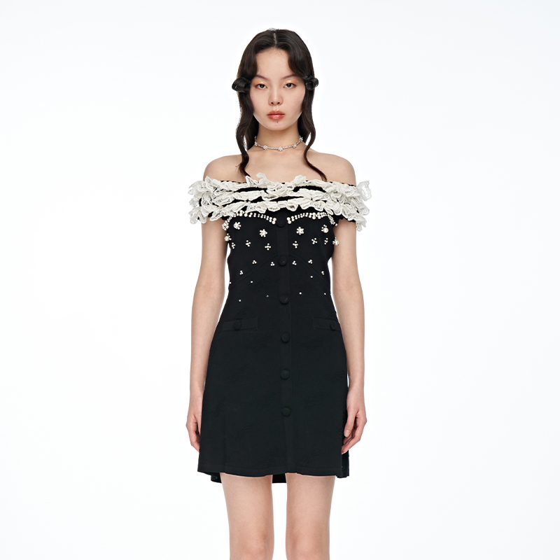 LEFAME蕾丝针织连衣裙