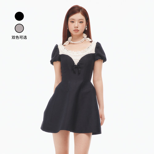 时尚洛可可风丝毛连衣裙