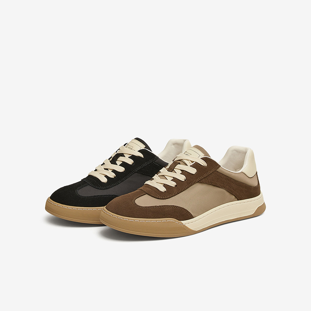 百思图2025春季新款真皮户外复古德训鞋平底男运动休闲鞋62801AM5,流行男鞋,德训鞋,淘宝优惠券,粉丝福利购,淘宝优惠卷