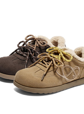 森达牛皮毛毛鞋女2025冬新商场同款舒适保暖加厚雪地靴XSH01DM5