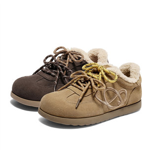 森达牛皮毛毛鞋 舒适保暖加厚雪地靴XSH01DM5 女2025冬新商场同款