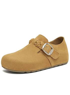 天美意25秋复古厚底编织勃肯鞋女一脚蹬休闲鞋深口单鞋BM101CM5