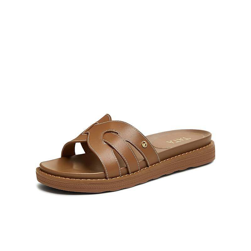 TATA他她复古厚底拖鞋女鞋休闲一字沙滩凉鞋2025夏季新款7TE09BT5,女鞋,休闲凉鞋,淘宝优惠券,粉丝福利购,淘宝优惠卷