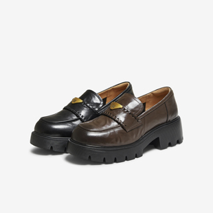 TATA他她女鞋预言家2025秋时尚百搭单鞋乐福鞋黑色小皮鞋FUV01CA5