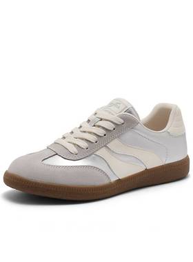 森达银色德训鞋女鞋2024秋季新款软底休闲平底板鞋运动鞋ZCC79CM4