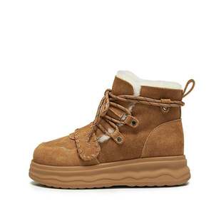 思加图2025冬季 复古雪地靴加绒保暖短靴厚底女靴J5506DD5 新款