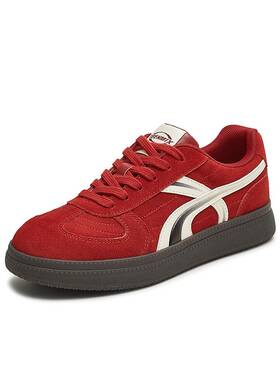 天美意25秋平底复古红色阿甘德训鞋女休闲运动板鞋CEL21CM5