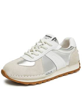 天美意复古银色阿甘德训鞋女运动板鞋休闲鞋2024秋季新款KG040CM4