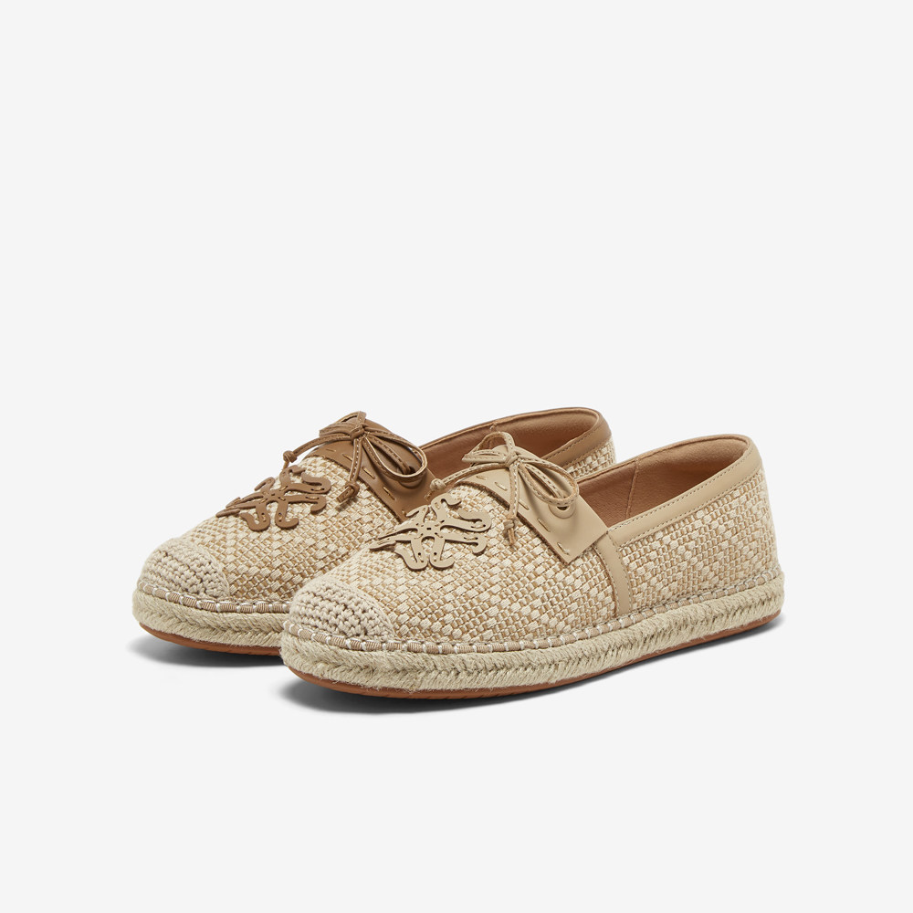 百思图2025春季新款舒适草编渔夫鞋一脚蹬平底圆头女单鞋A0232AA5,女鞋,渔夫鞋,淘宝优惠券,粉丝福利购,淘宝优惠卷