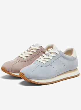 百思图2025春新款复古百搭运动阿甘鞋厚底女蓝色休闲鞋UNP01AM5