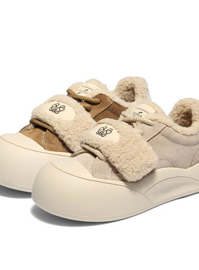 森达毛毛鞋女2025冬新商场同款户外加绒保暖厚底雪地靴XUT01DM5