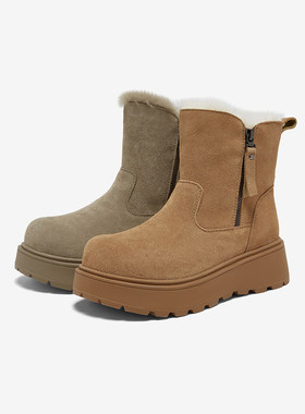 百思图2025冬季新款商场同款雪地靴简约户外休闲女短靴L2522DD5