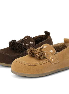 森达松果毛毛鞋女25冬新商场同款保暖真皮毛绒雪地靴棉鞋XTM01DA5