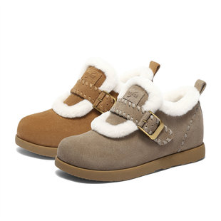 森达小太阳牛皮毛毛鞋 雪地靴女25冬加厚毛绒保暖一脚蹬ZTI26DA5