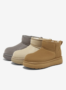 百思图2025冬季新款复古雪地靴厚底棉鞋加绒保暖女短靴J9512DD5