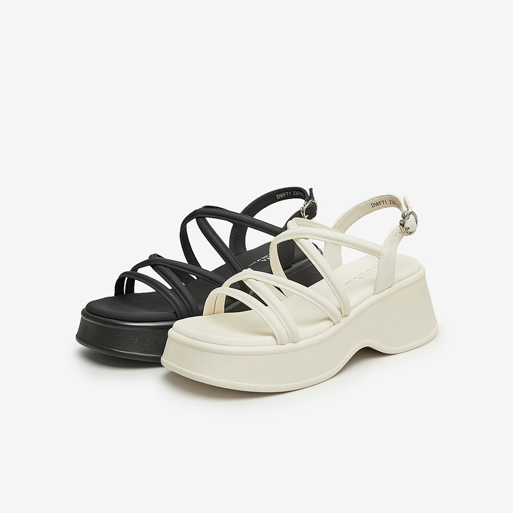 Tata他她绑带厚底凉鞋女简约休闲运动百搭凉鞋2024夏新款DWFT1BL4,女鞋,一字带凉鞋,淘宝优惠券,粉丝福利购,淘宝优惠卷