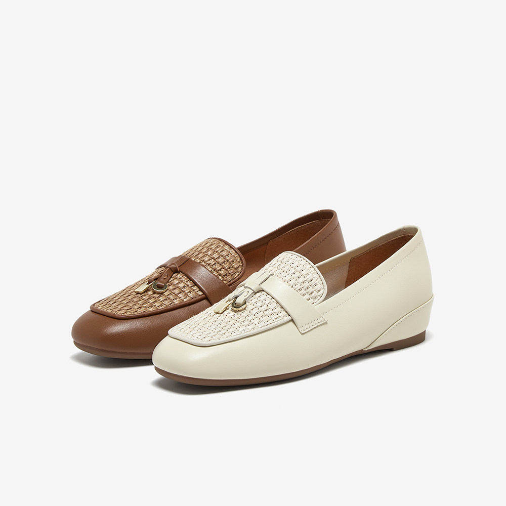 百思图2025春新款时尚一脚蹬乐福鞋皮鞋女通勤低跟单鞋A5085AA5,女鞋,乐福鞋（豆豆鞋）,淘宝优惠券,粉丝福利购,淘宝优惠卷