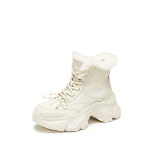 靴女S1851DD5 复古雪地靴加绒保暖短靴厚底时装 思加图2025冬季 新款