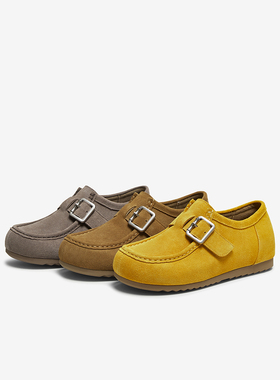 百思图2025秋季新款袋鼠鞋时尚户外休闲深口女单鞋UWK01CM5